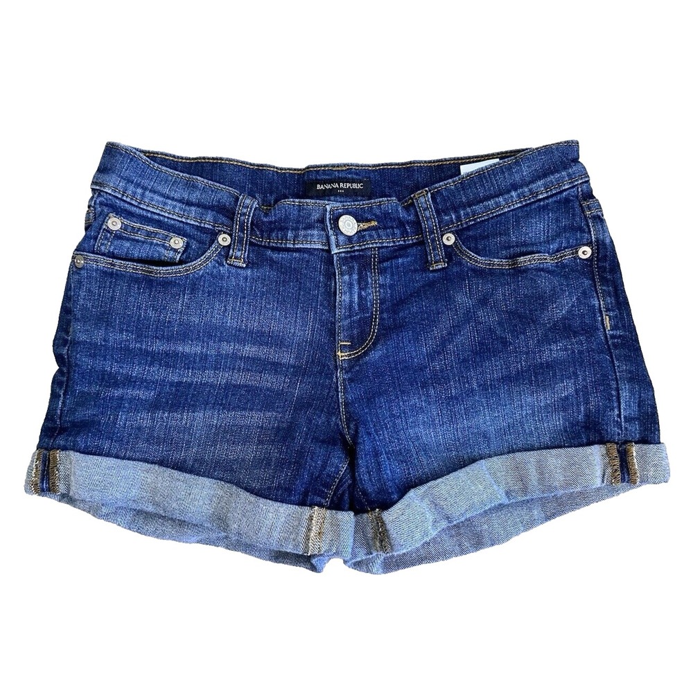 Banana Republic Jean Shorts Size 26/2 Denim Blue Cuffed Pockets
